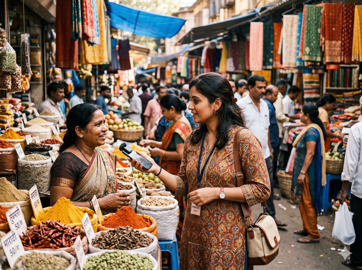 Priya recording at Mumbai market